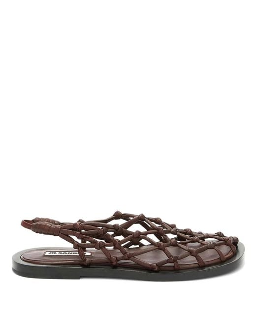 Jil Sander Woven Slingback Sandals in Brown | Lyst
