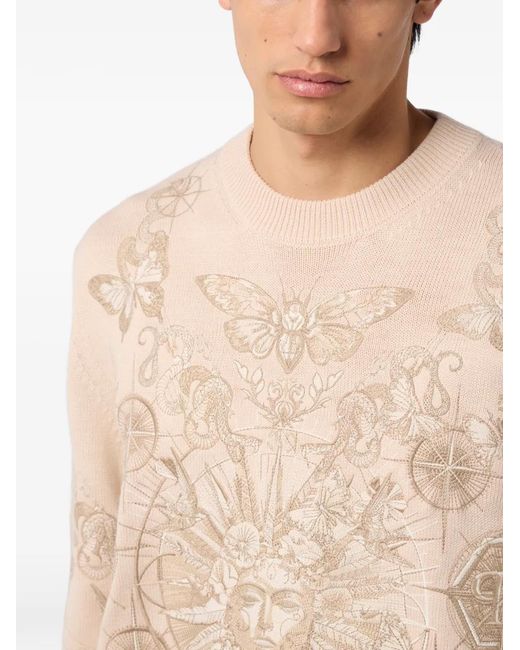 Philipp Plein Natural Tattoo Round-Neck Sweater for men