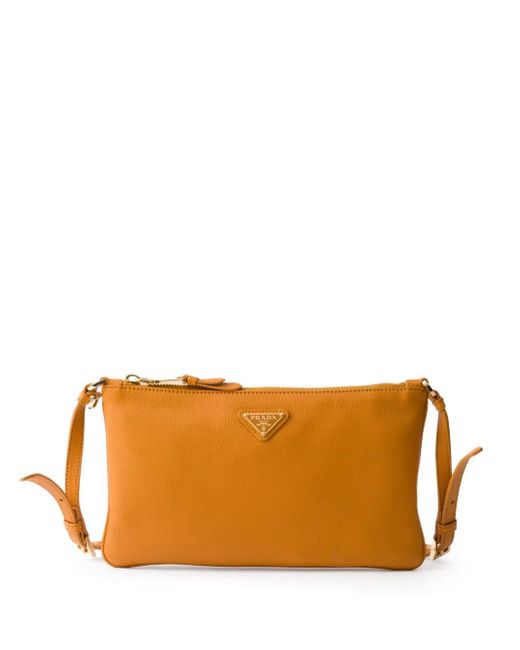 Prada Orange Leather Shoulder Bag