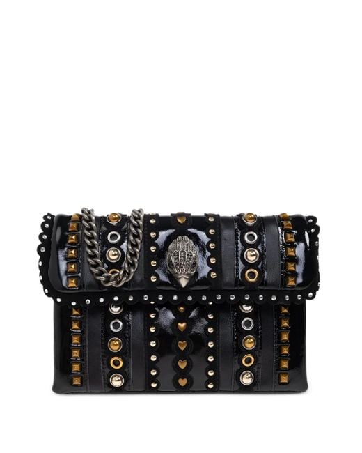 Kurt Geiger Black Kensington Schultertasche aus Denim mit Nieten