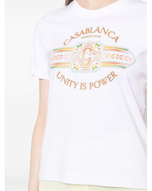 Casablancabrand White Unity Is Power Cotton T-shirt