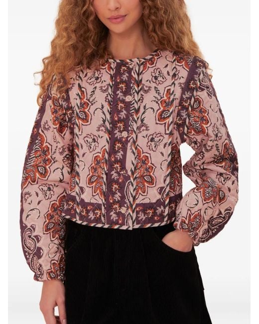 Farm Rio Red Glam Tapestry Floral-Quilted Jacket