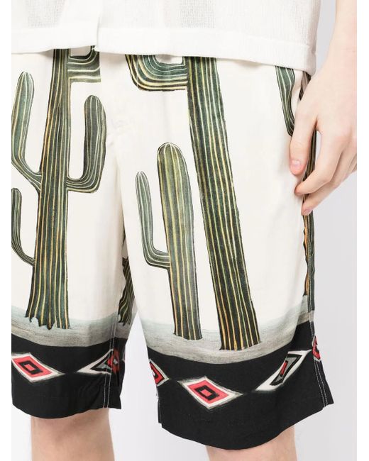 Endless Joy Green Graphic-Print Rayon Shorts for men