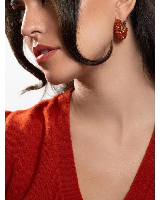 Gas Bijoux Metallic Izzia Beaded Hoop Earrings