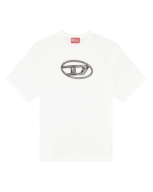 T-shirt en coton à logo imprimé DIESEL pour homme en coloris White