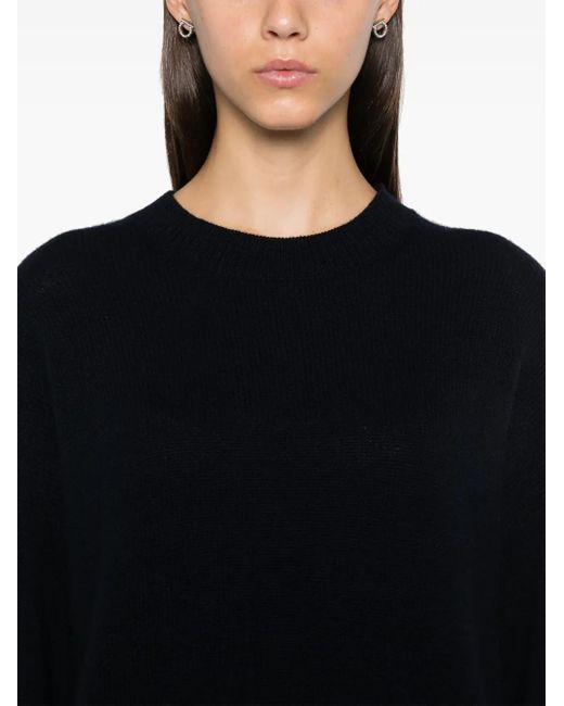 Allude Black Cashmere Crew-Neck Sweater