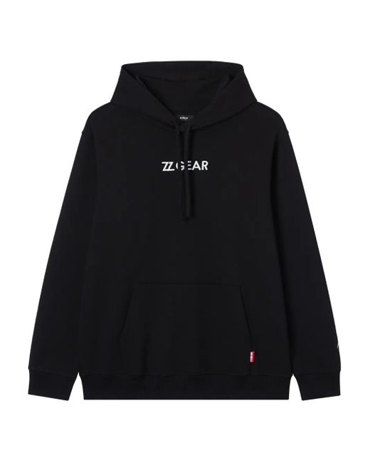 Izzue Black Embroidered-Logo Hoodie for men