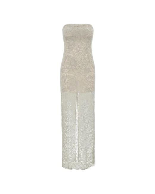 ROTATE BIRGER CHRISTENSEN White Lace Strapless Dress