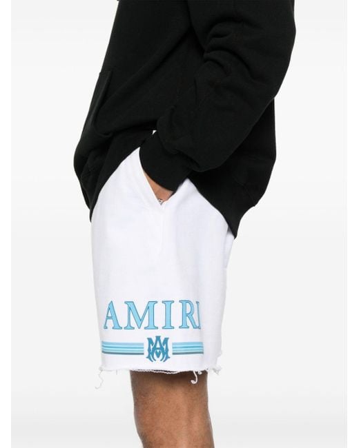Amiri White Rubberised-logo Cotton Shorts for men
