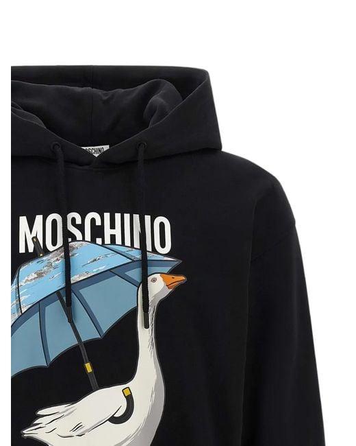 Moschino Blue Goose-Print Hoodie for men