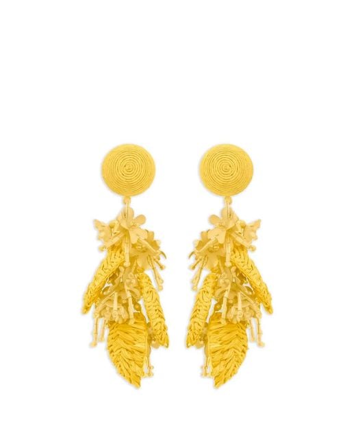 Oscar de la Renta Metallic Raffia Tassel Bouquet Clip-On Earrings