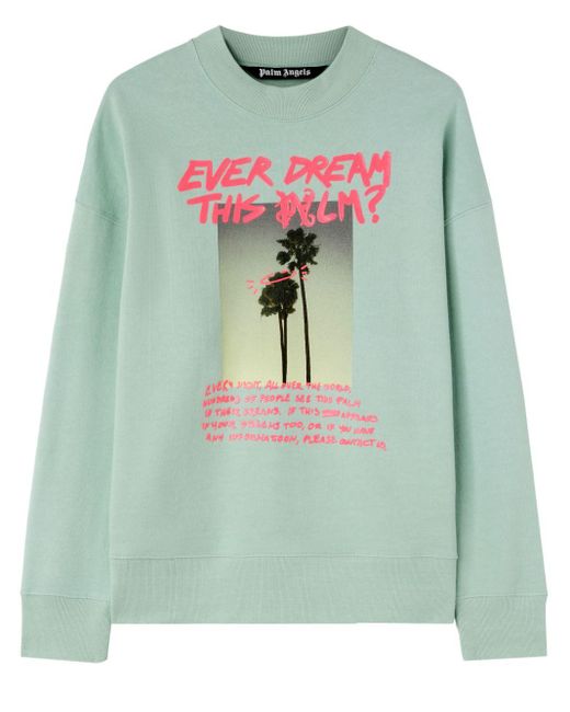 Palm Angels Green Palm Dream Cotton Sweatshirt for men