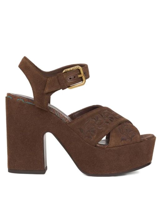 Etro Brown 115Mm Suede Sandals