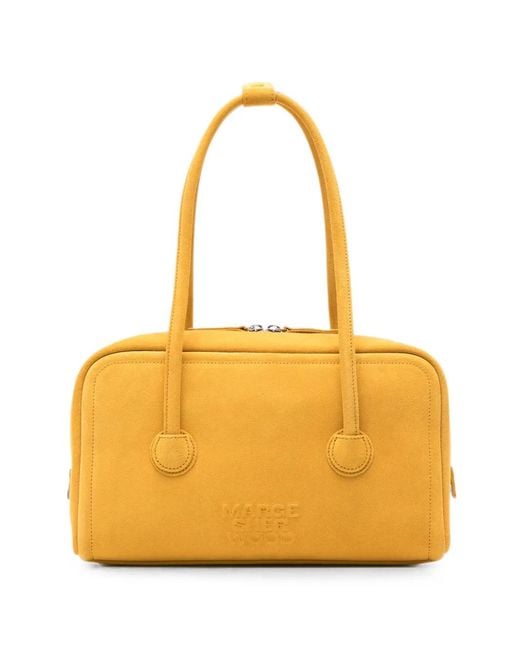 MARGE SHERWOOD Yellow Logo-Debossed Leather Tote Bag