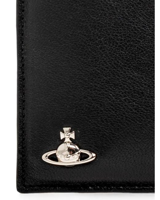 Vivienne Westwood Black Orb-Plaque Leather Card Holder