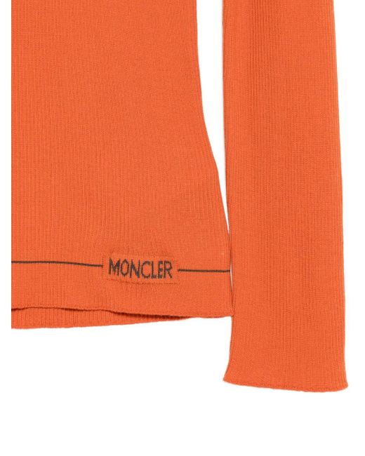 Moncler Orange Ribbed Turtleneck Sweater
