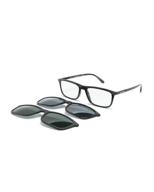 Emporio Armani Black Rectangle-Frame Glasses for men