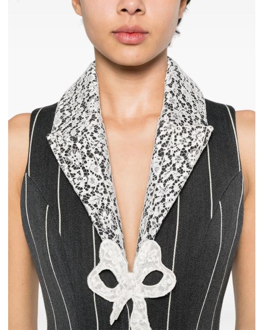 Alessandra Rich Black Sleeveless Pinstripe Mini Dress