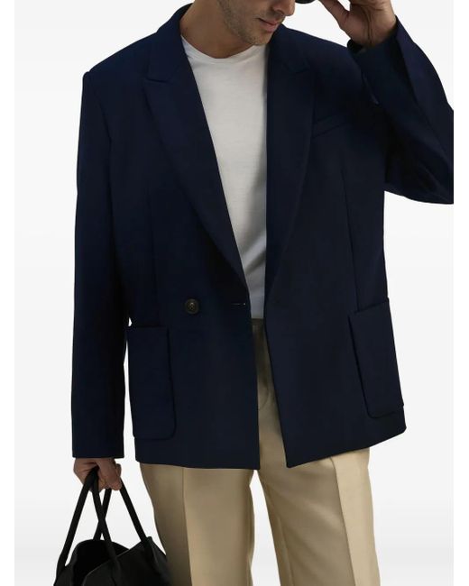 Domaine Des Artistes Blue Double-Breasted Wool Jacket for men