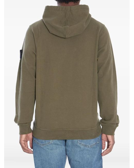 Stone Island Green Organic Cotton Hooded Sweatshirt for men