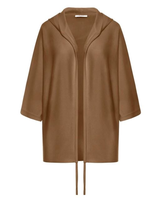 Max Mara Brown Hooded Wool Cardi-Coat