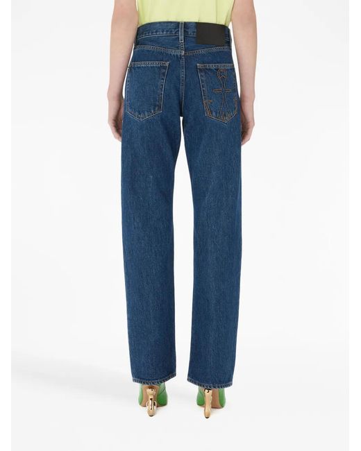J.W. Anderson Blue High-Rise Straight-Leg Denim Jeans