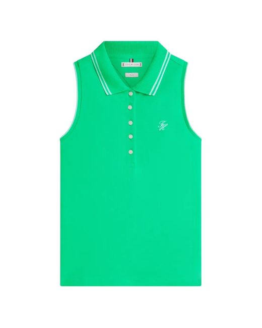 Tommy Hilfiger Green Polo En Coton À Design Sans Manches (1985)