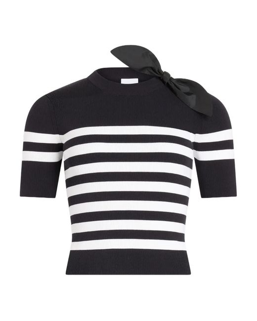 Patou Blue Striped Bow-Detail Knitted T-Shirt