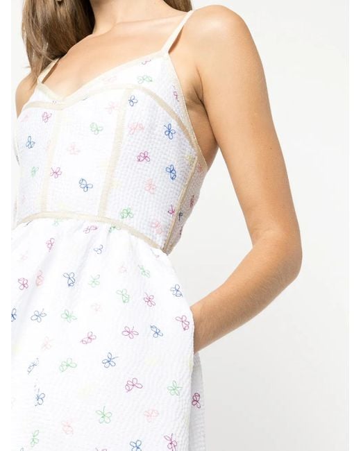 Vestido tubo con bordado floral Rosie Assoulin de color White