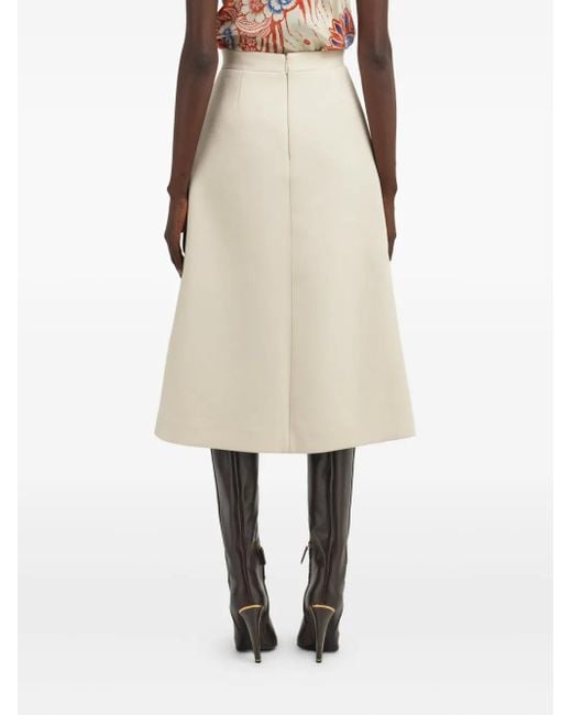 Gonna Midi Con Ricamo A Fiori di Roberto Cavalli in White
