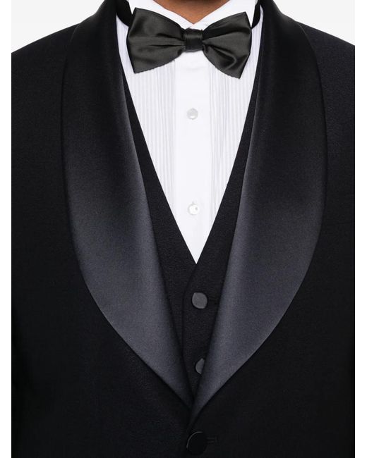 Tagliatore Black Satin-Trim Suit (Set Of Three) for men