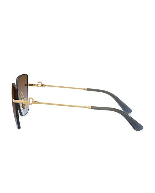 Dolce & Gabbana Brown Geometric-Frame Sunglasses