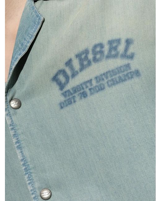 DIESEL Blue Short-Sleeve Shirt for men