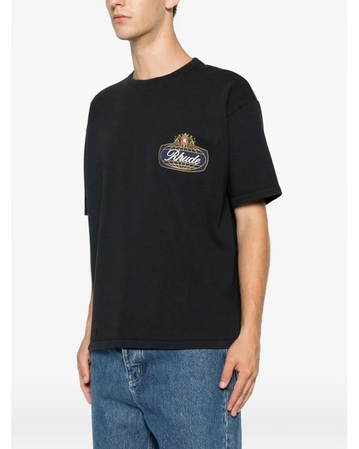 Rhude Black Safari Crest Short-Sleeve T-Shirt for men