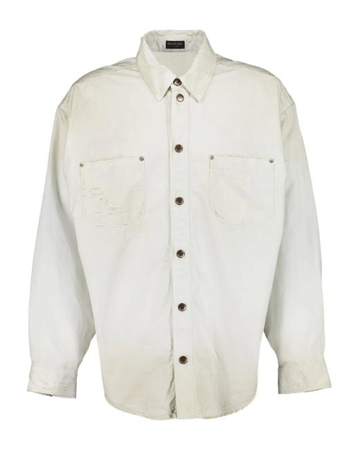 Balenciaga White Two-Pocket Button-Up Shirt for men
