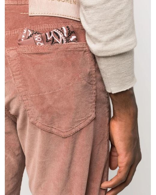 Jacob Cohen Red Mid-Rise Slim-Fit Corduroy Trousers for men