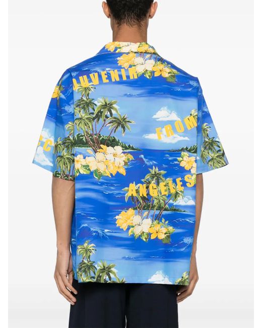 Gucci Blue Printed Bowling Shirt For for men