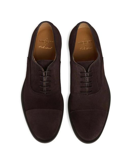 Hackett Brown Suede Toe-Cap Oxford Shoes for men