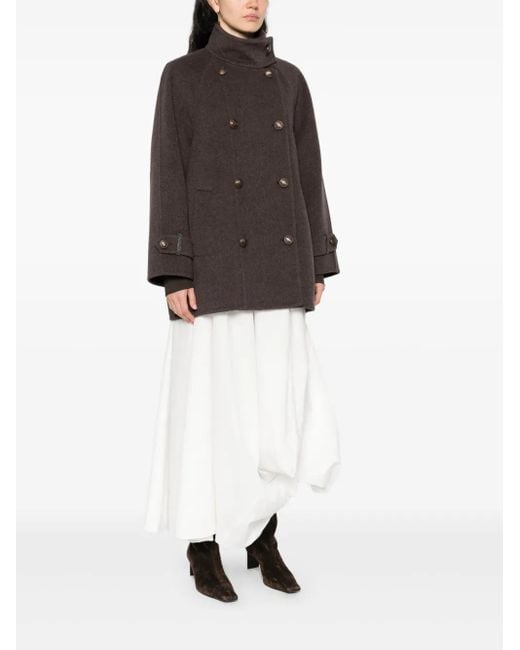 Brunello Cucinelli Brown Double-Breasted Buttoned Coat