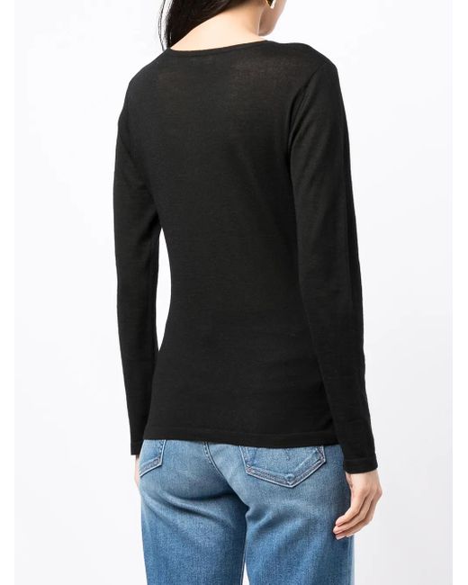 N.Peal Cashmere Black Long-Sleeve Cashmere Jumper