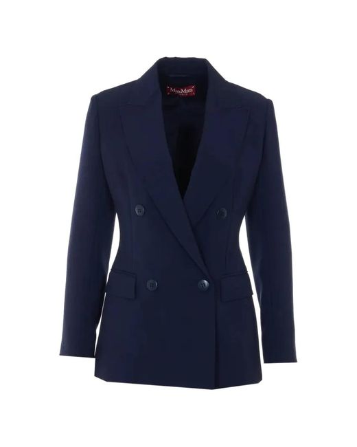 Max Mara Blue Double-Breasted Blazer