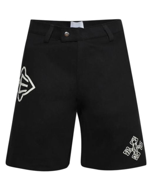 Rhude Black Cross Logo Twill Shorts for men