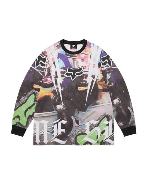 Supreme Gray X Fox Racing Long-Sleeve T-Shirt for men
