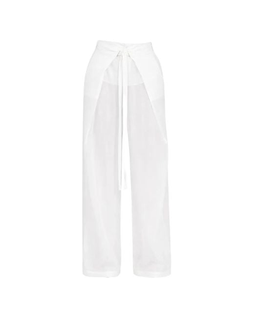 DARKPARK White Stella Gauze Tie-Front Trousers