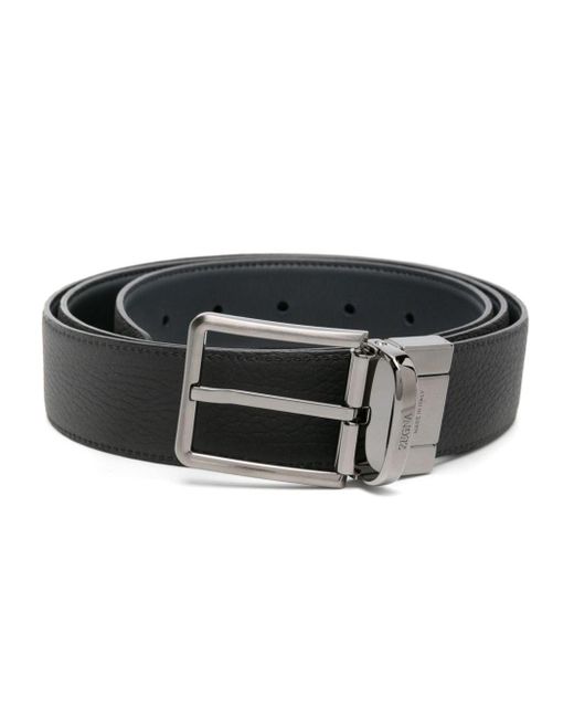 Zegna Black Reversible Leather Belt for men