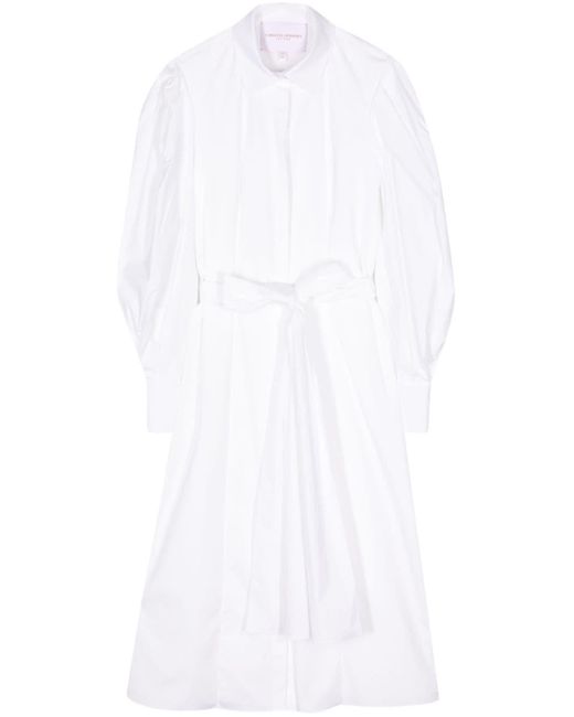 Carolina Herrera White Tied-waist Cotton Shirtdress