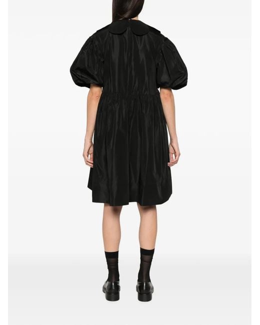 Simone Rocha Black Puff-Sleeve Petal-Collar Dress