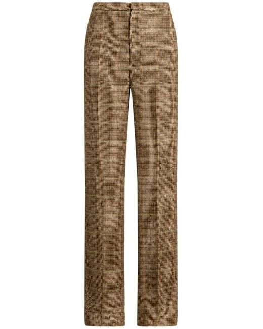 Ralph Lauren Natural Plaid Straight-leg Trousers