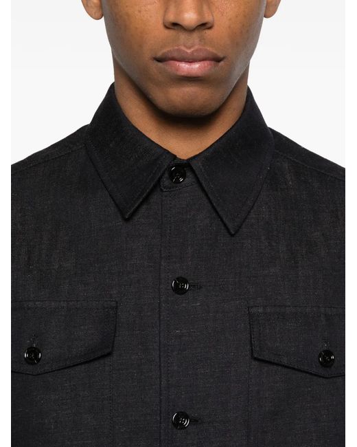 Lardini Black Button Pocket Cotton Jacket for men