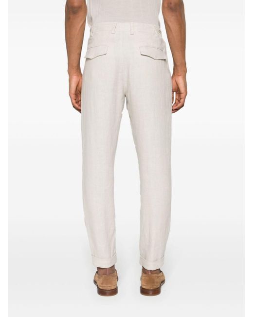 Eleventy White Mid-rise Linen Chino Trousers for men